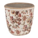 Clayre & Eef Bloempot  Ø 14x13 cm Beige Roze Keramiek Bloemen