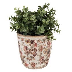 Clayre & Eef Pot de fleurs Ø 14x13 cm Beige Rose Céramique Fleurs