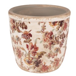 Clayre & Eef Planter Ø 13x13 cm Beige Pink Ceramic Flowers