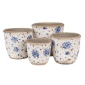 Clayre & Eef Bloempot  Ø 16x16 cm Beige Blauw Keramiek Roosjes