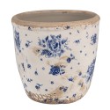 Clayre & Eef Bloempot  Ø 13x12 cm Beige Blauw Keramiek Roosjes