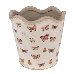 Clayre & Eef Fioriera Ø 19x18 cm Beige Rosa  Ceramica Farfalle