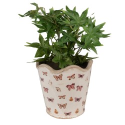 Clayre & Eef Planter Ø 19x18 cm Beige Pink Ceramic Butterflies