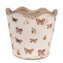 Clayre & Eef Fioriera per interni Ø 16x15 cm Beige Rosa  Ceramica Farfalle