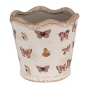 Clayre & Eef Bloempot  Ø 13x12 cm Beige Roze Keramiek Vlinders