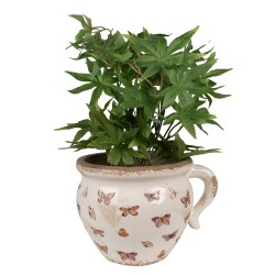 Clayre & Eef Planter 20x17x15 cm Beige Pink Ceramic Butterflies