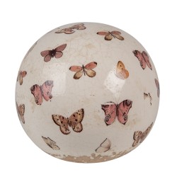 Clayre & Eef Palla decorativa Ø 12x12 cm Beige Rosa  Ceramica Farfalla