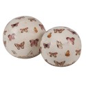 Clayre & Eef Boule décorative Ø 10x10 cm Beige Rose Céramique Papillons