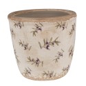 Clayre & Eef Bloempot  Ø 13x12 cm Beige Blauw Keramiek Olijven