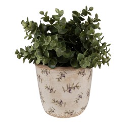 Clayre & Eef Planter Ø 13x12 cm Beige Blue Ceramic Olives