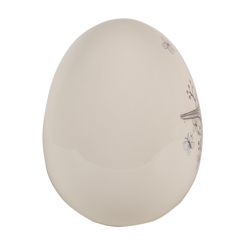 Clayre & Eef Decorative Figurine Egg 16 cm White Beige Ceramic Oval