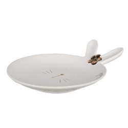 Clayre & Eef Assiette de petit déjeuner Lapin Ø 15 cm Blanc Céramique