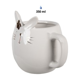 Clayre & Eef Tasse Kaninchen 350 ml Weiß Porzellan