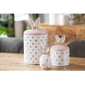 Clayre & Eef Storage Jar Ø 9x14 cm White Pink Ceramic Hearts