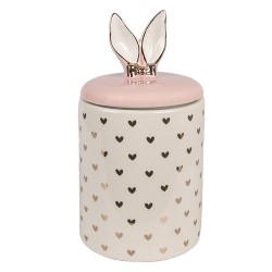 Clayre & Eef Storage Jar Ø 11x20 cm White Pink Ceramic Hearts