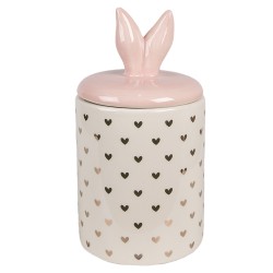 Clayre & Eef Storage Jar Ø 11x20 cm White Pink Ceramic Hearts