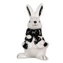 Clayre & Eef Figur Kaninchen 9 cm Weiß Schwarz Keramik