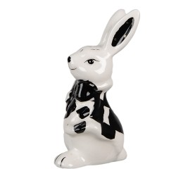 Clayre & Eef Statuetta Coniglio 9 cm Bianco Nero Ceramica