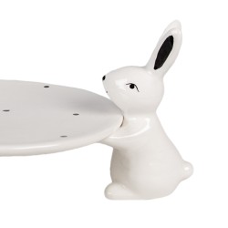 Clayre & Eef Decorative Bowl 24x23x12 cm White Black Ceramic Rabbits