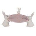 Clayre & Eef Scodella decorativa 24x23x12 cm Rosa Bianco Ceramica Conigli