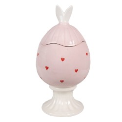 Clayre & Eef Storage Jar Egg Ø 13x25 cm Pink Ceramic Oval