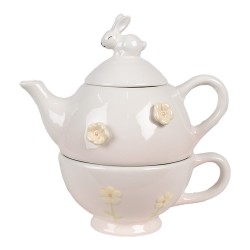 Clayre & Eef Tea for One 500 ml Rosa Keramik Kaninchen