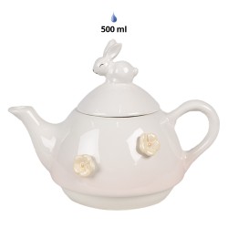 Clayre & Eef Tea for One 500 ml Pink Ceramic Rabbit