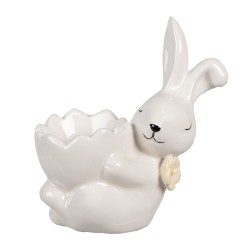 Clayre & Eef Coquetier Lapin 11 cm Blanc Céramique