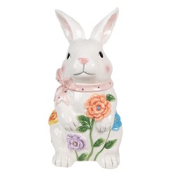 Clayre & Eef Pot de stockage Lapin 29 cm Blanc Rose Céramique