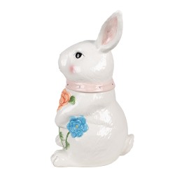 Clayre & Eef Pot de stockage Lapin 29 cm Blanc Rose Céramique