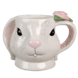 Clayre & Eef Mug Lapin 450 ml Blanc Rose Céramique