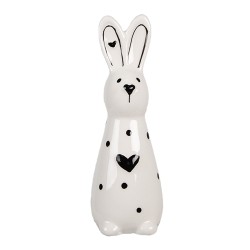 Clayre & Eef Figurine Rabbit 13 cm White Black Ceramic