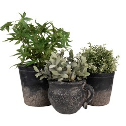 Clayre & Eef Indoor Planter 17x14x12 cm Black Brown Ceramic