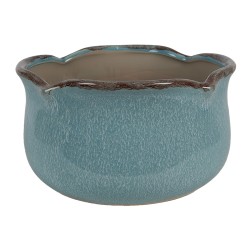 Clayre & Eef Bloempot  Ø 15x9 cm Blauw Keramiek