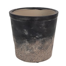 Clayre & Eef Fioriera per interni Ø 17x16 cm Nero Marrone  Ceramica