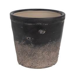 Clayre & Eef Pot de fleurs d'intérieur Ø 15x14 cm Noir Marron Céramique