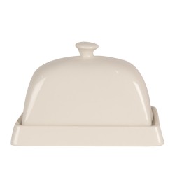 Clayre & Eef Butter Dish 16x10x9 cm White Ceramic