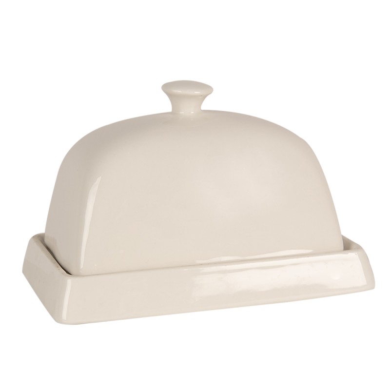 Clayre & Eef Butter Dish 16x10x9 cm White Ceramic