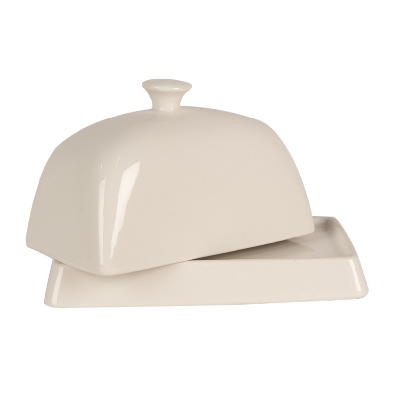 Clayre & Eef Butter Dish 16x10x9 cm White Ceramic