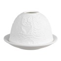 Clayre & Eef Portacandela Ø 12x8 cm Bianco Porcellana Gatti