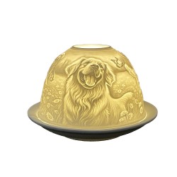 Clayre & Eef Waxinelichthouder Ø 12x8 cm Wit Porselein Hond