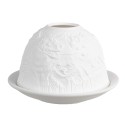 Clayre & Eef Portacandela Ø 12x8 cm Bianco Porcellana Cani