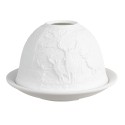 Clayre & Eef Portacandela Ø 12x8 cm Bianco Porcellana Cervi