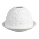 Clayre & Eef Porte-bougie Ø 12x8 cm Blanc Porcelaine Noël