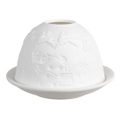 Clayre & Eef Waxinelichthouder Ø 12x8 cm Wit Porselein Kerst