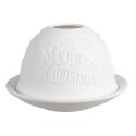 Clayre & Eef Portacandela Ø 12x8 cm Bianco Porcellana Babbo Natale