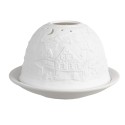 Clayre & Eef Portacandela Ø 12x8 cm Bianco Porcellana Inverno