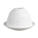 Clayre & Eef Portacandela Ø 12x8 cm Bianco Porcellana Fiori