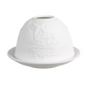 Clayre & Eef Portacandela Ø 12x8 cm Bianco Porcellana Cervi