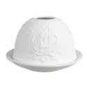 Clayre & Eef Porte-bougie Ø 12x8 cm Blanc Porcelaine Bouddha